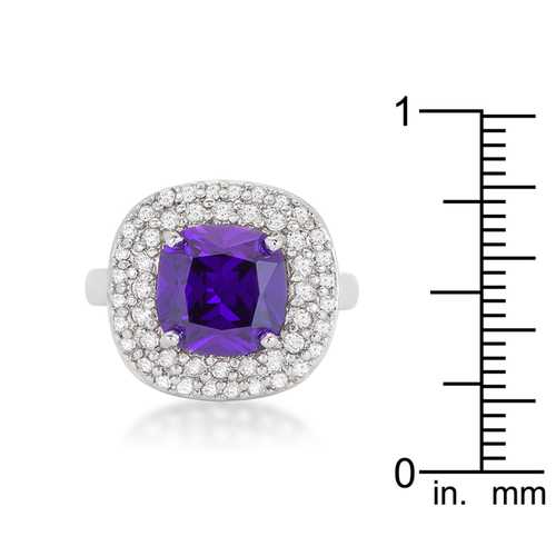 Elegant Micropave Purple Bridal Cocktail Ring - Sparkling Cubic Zirconia Wedding Band for Women, Perfect for Engagement, Anniversary & Evening Parties