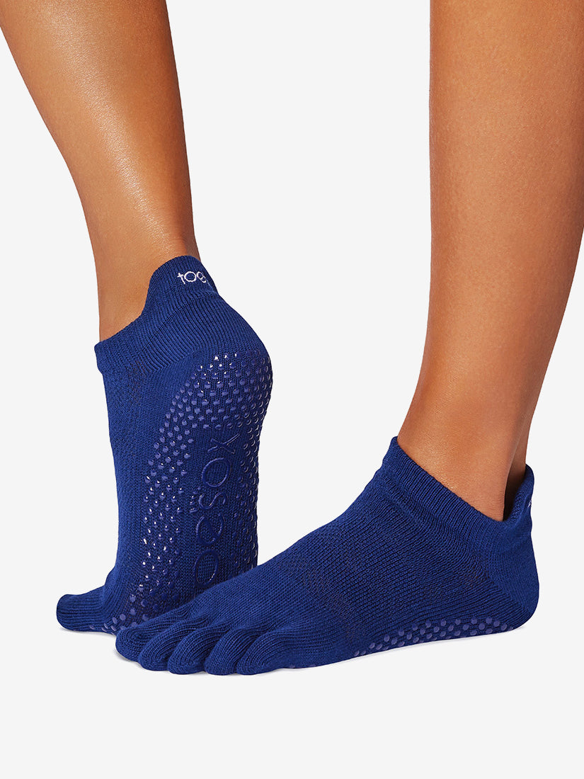 ToeSox Low Rise Full Toe Grip Socks for Yoga, Pilates & Barre - Non-Slip, Breathable & Comfortable - Deep Navy - Ideal for Dance, Workouts & Studio Classes