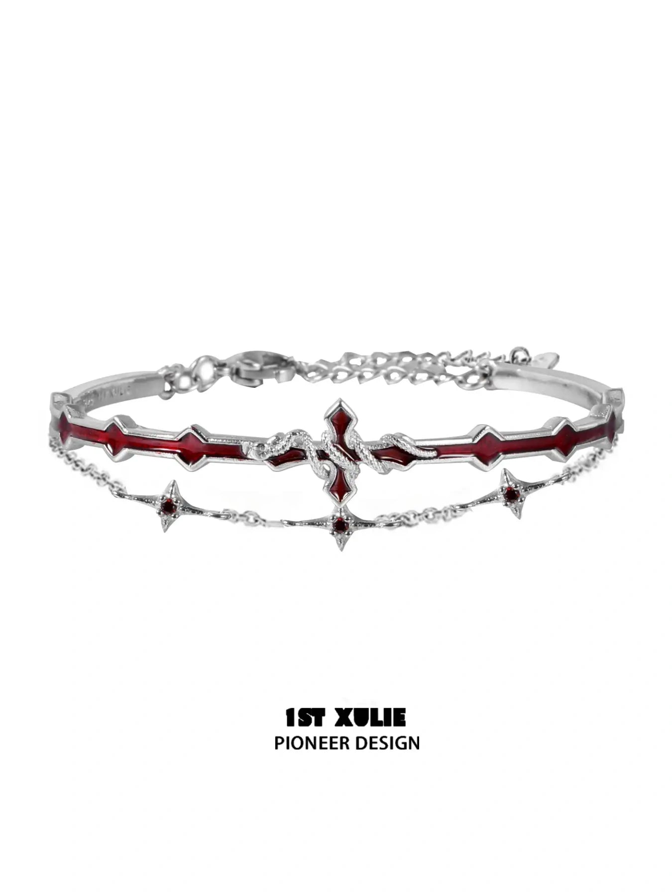 18k Platinum Plated Snake Bite Double Layer Bangle Bracelet for Women - Elegant Stackable Jewelry for Parties, Date Nights & Special Occasions