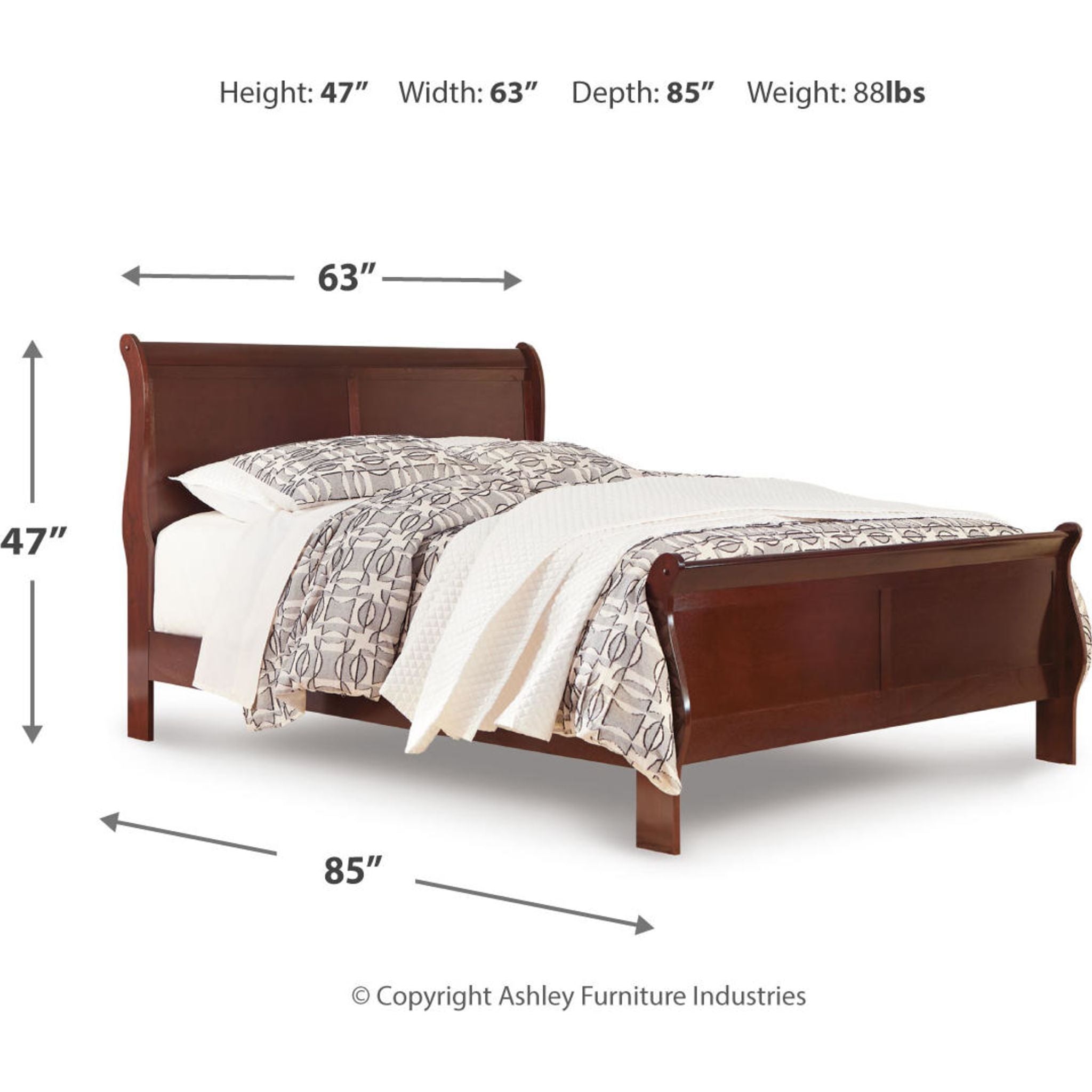 Alisdair 5-Piece Queen Sleigh Bedroom Set in Dark Brown - Complete Bed Frame, Nightstands & Dresser for Elegant Master Bedroom Decor