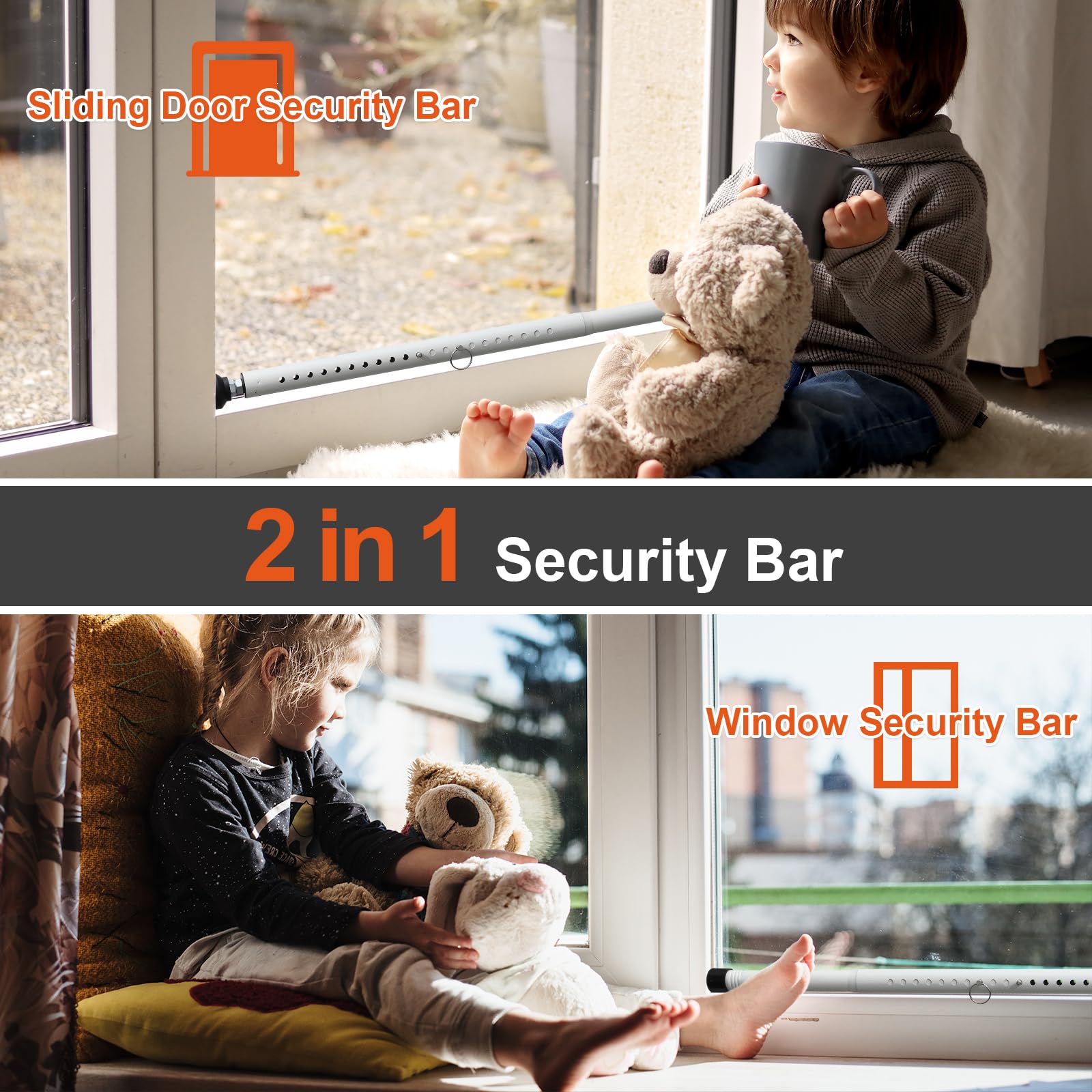 Heavy Duty Adjustable Sliding Door Security Bar 17