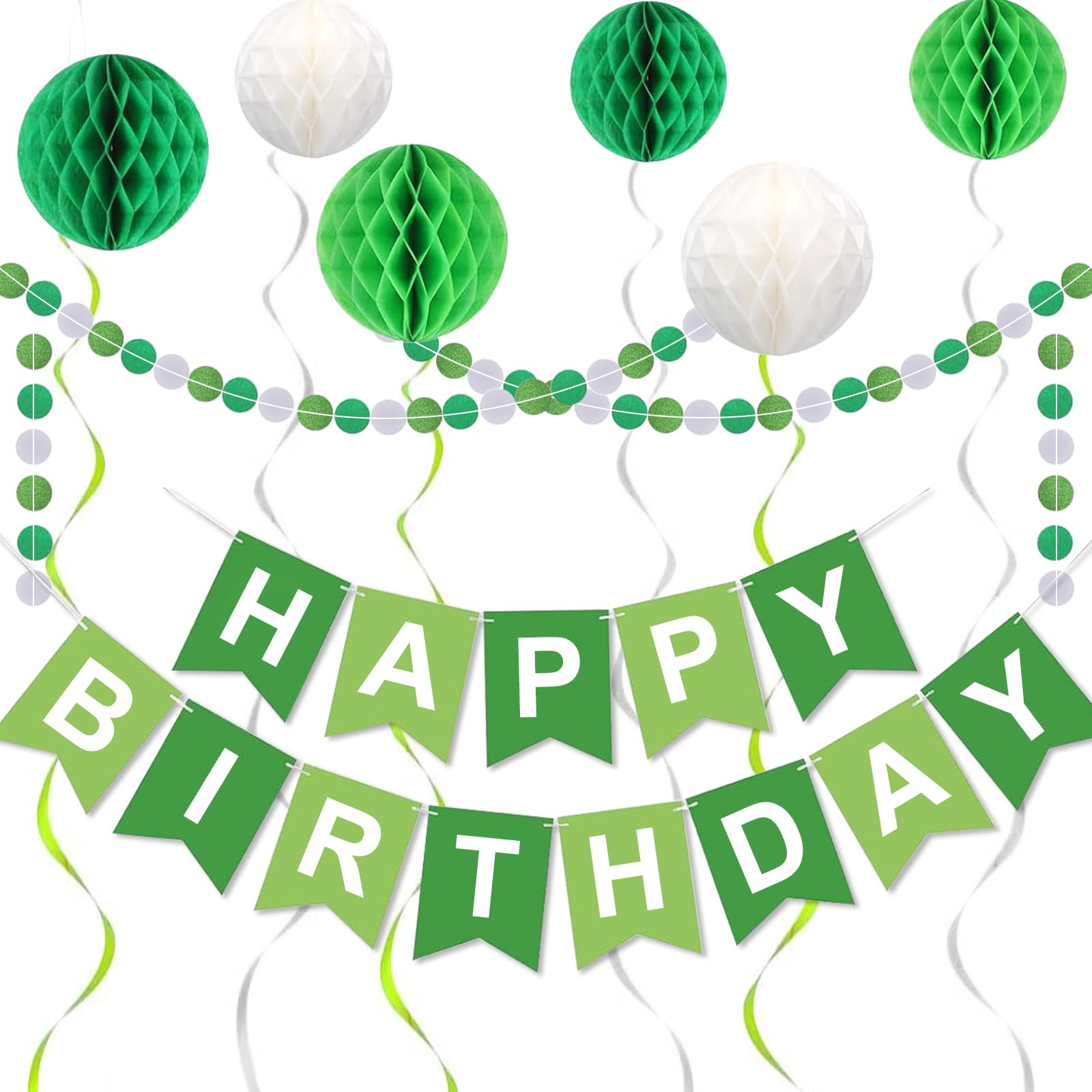 Green and White Happy Birthday Banner - Premium Birthday Decorations for Women, Men, Girls & Boys | Perfect for Parties, Home Decor & Celebration Backdrops
