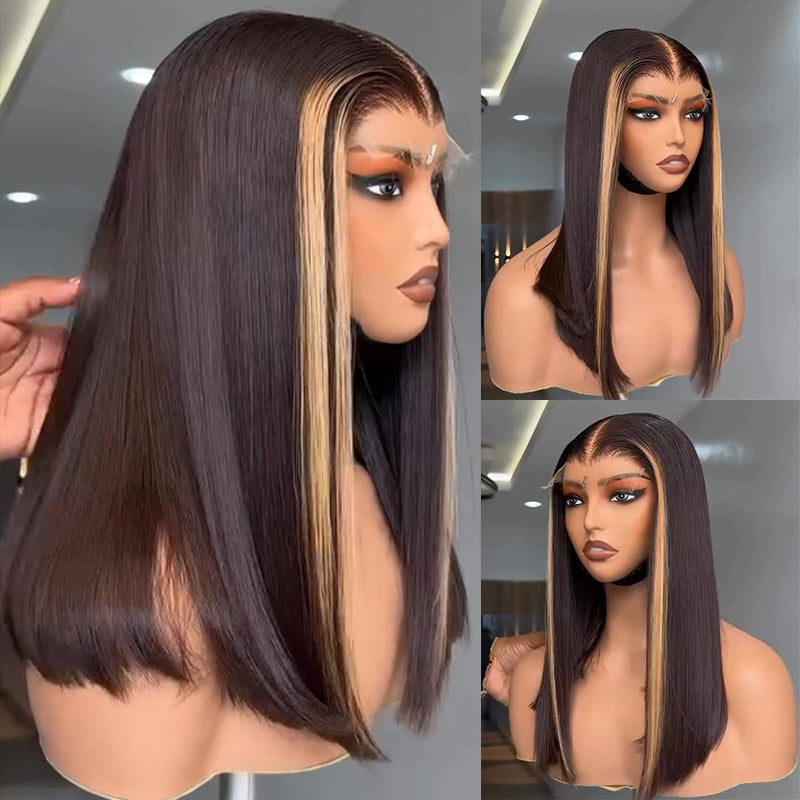 Honey Blonde Skunk Stripe Straight