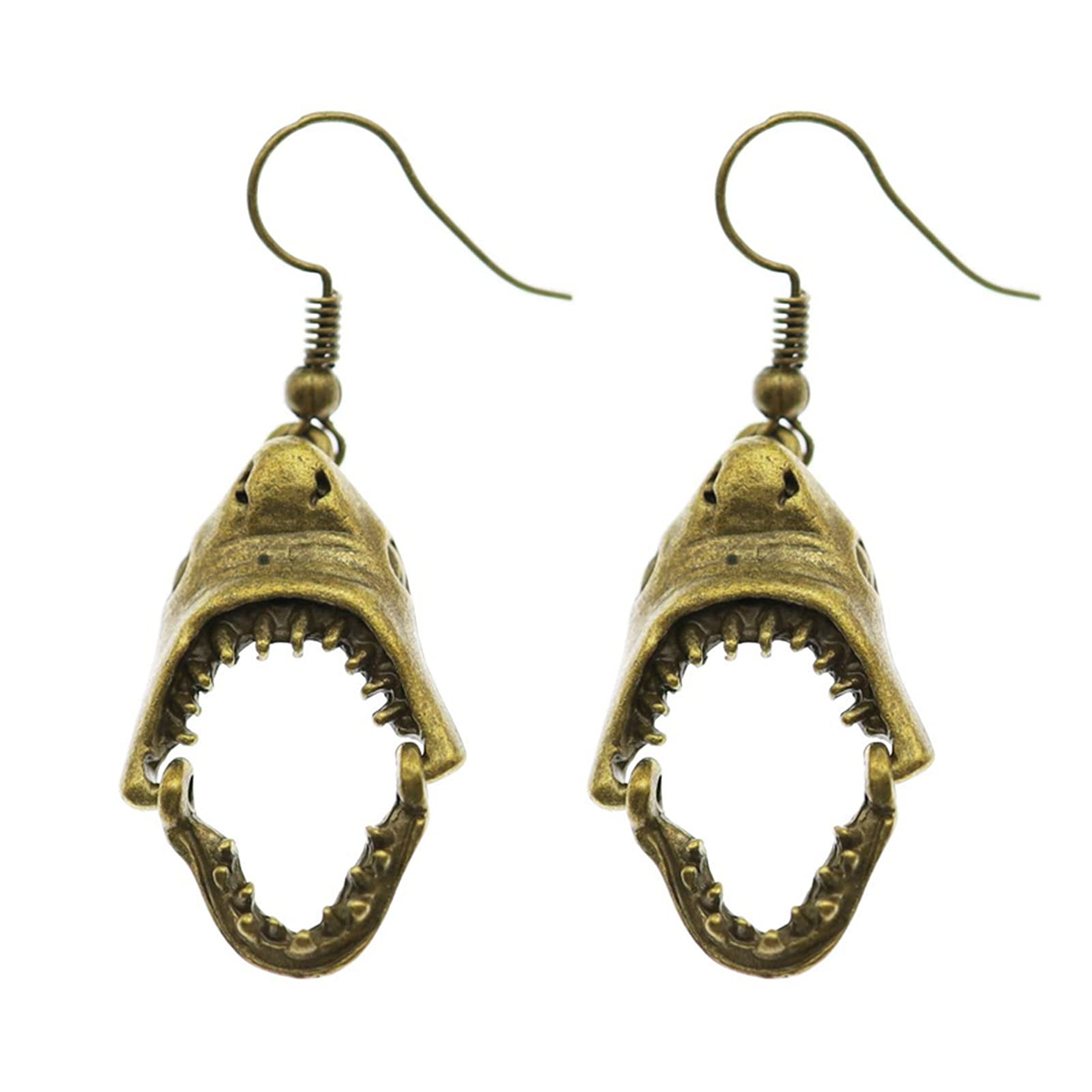 Shark Earrings for Women & Girls - Personalized Hinged Moveable Tooth Jaws Skull Dangle Drop Earrings | Gothic Jewelry for Halloween, Cosplay & Punk Fashion