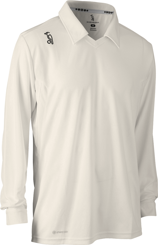 Kookaburra Player Long Sleeve White Cricket Shirt - Breathable Performance Cricket Wear for Men - Perfect for Matches, Training & Outdoor Sports