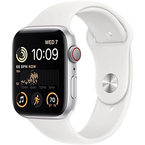 Apple Watch SE 2022 (44mm) GPS + Cellular Unlocked Smartwatch - Aluminum Case (Renewed Like New) for Fitness Tracking, Notifications & Calls | Perfect for Running, Workouts & Daily Use
