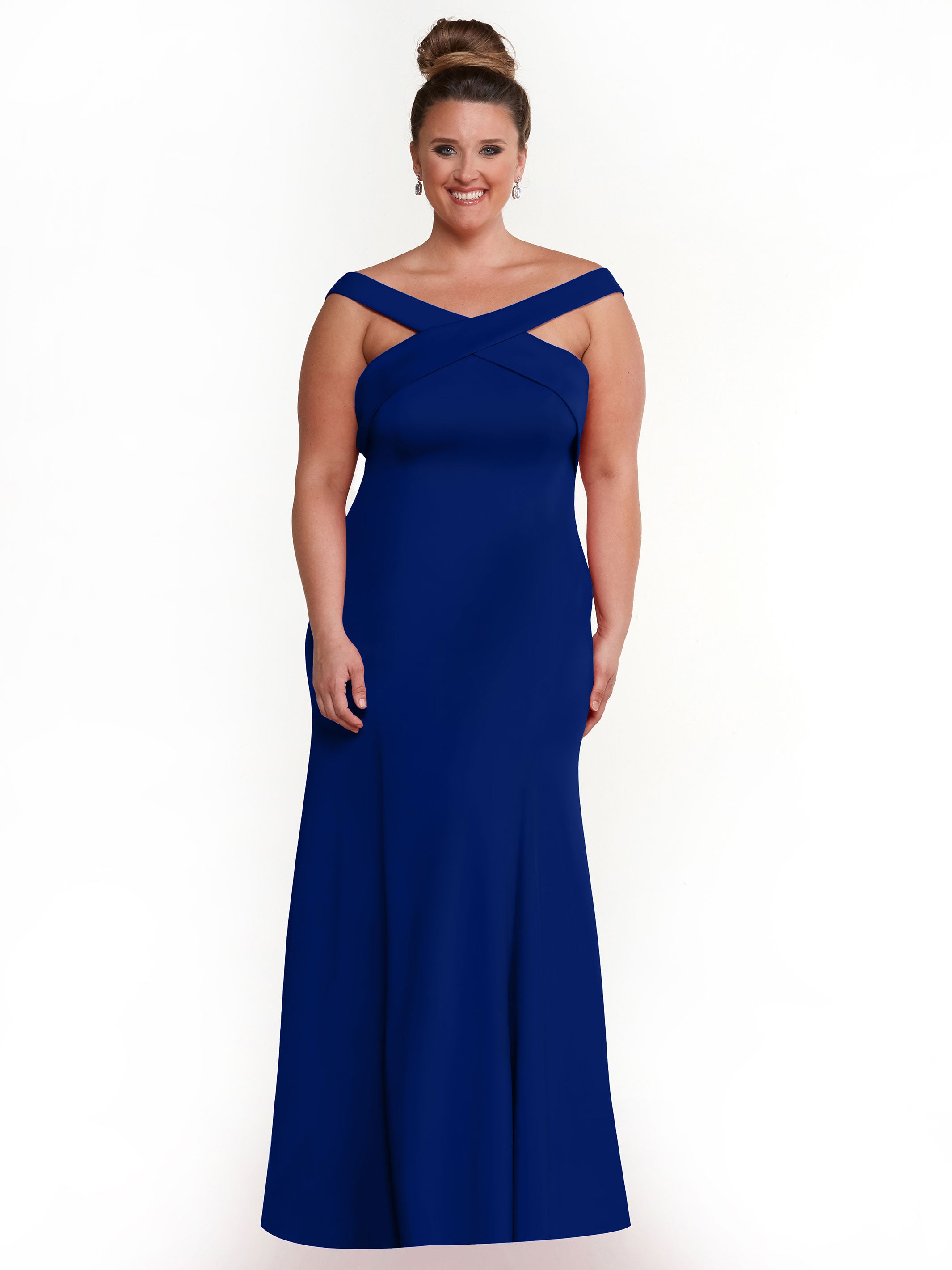 Elegant 83048 Double Knit A-Line Bridesmaid Dress with Off-the-Shoulder Sleeves - Perfect for Weddings, Formal Events & Special Occasions