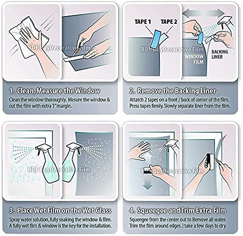 BDF 4RP Decorative Window Film Rice Paper White (48in x 22ft) - Privacy Frosted Glass Sticker for Bathroom, Bedroom & Office Windows