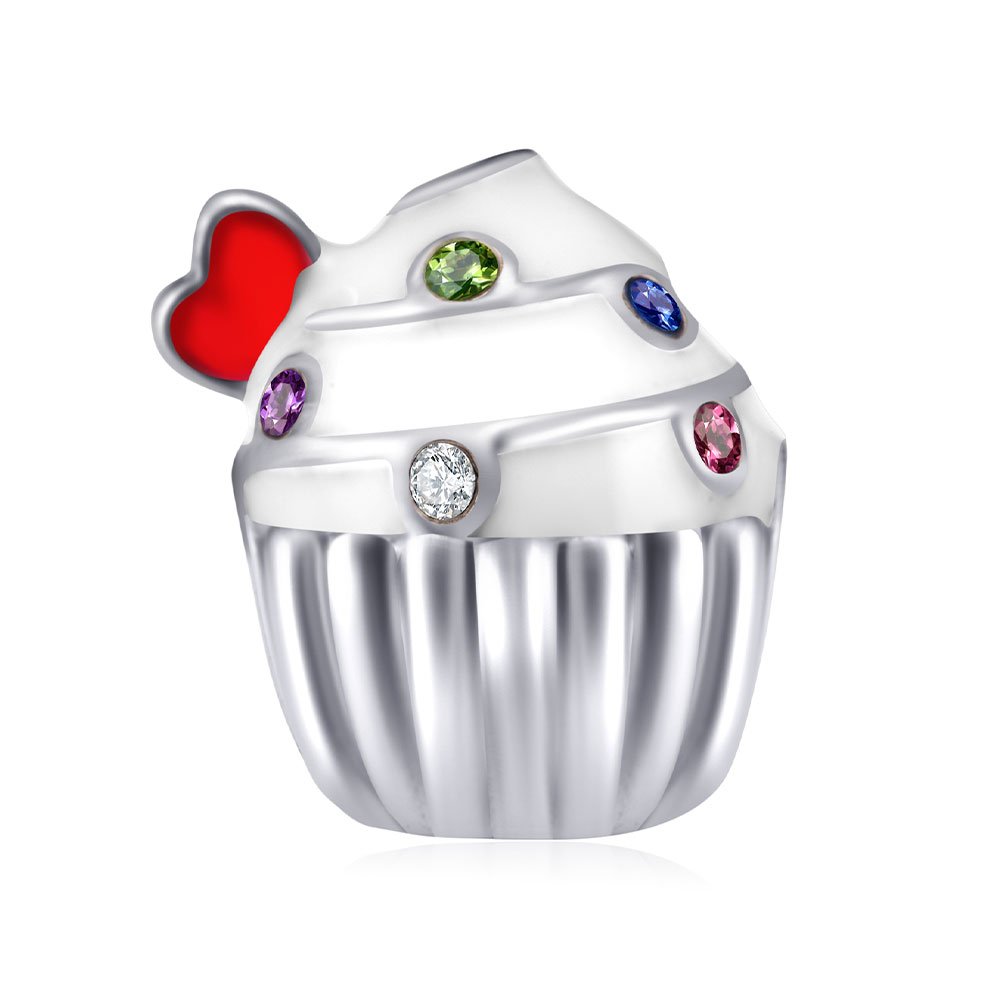 925 Sterling Silver Birthday Cake Charm with Birthstone - Elegant Gift for Women - Perfect for Bracelets, Necklaces & DIY Jewelry - Ideal for Birthdays, Anniversaries & Special Occasions