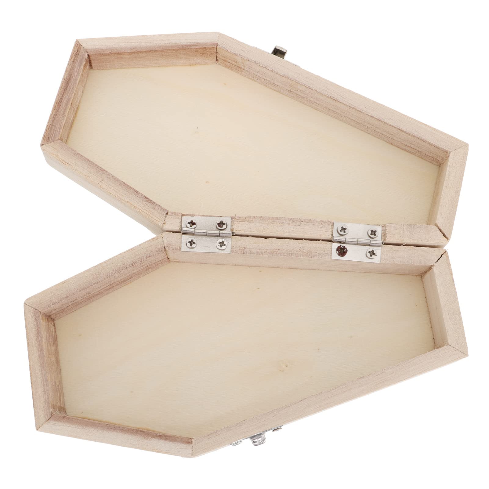 STOBOK Halloween Wooden Coffin Box - Large Unfinished DIY Hinged Keepsake Casket for Jewelry, Pet Ashes & Decor | Spooky Home Decor, Gothic Wedding Prop & Halloween Party Decoration