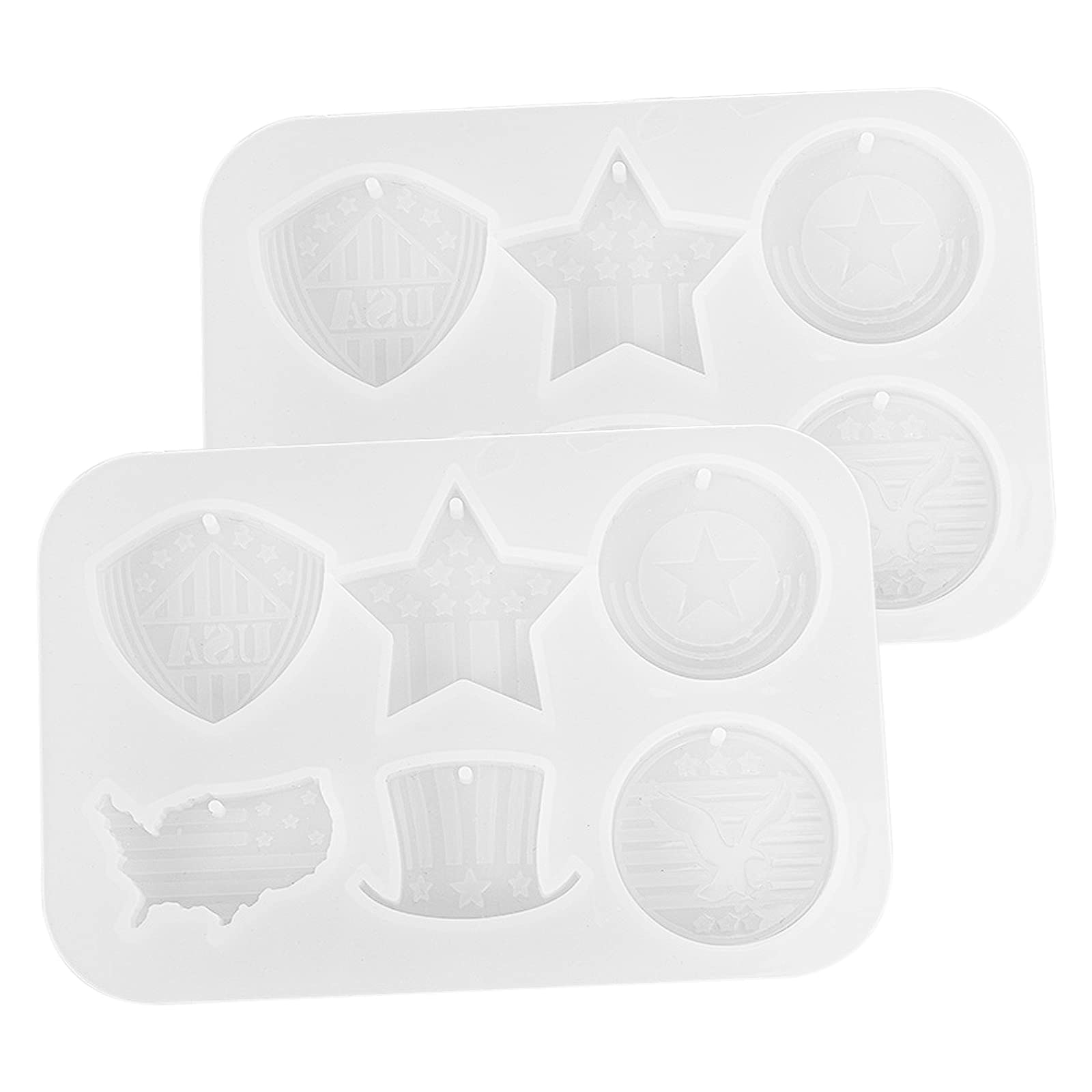 2-Piece Patriotic Star & USA Map Silicone Molds with Hanging Holes - DIY Resin Molds for Keychains, Jewelry Pendants, Epoxy Crafts - Perfect for 4th of July Decorations, Independence Day Gifts & Handmade Accessories