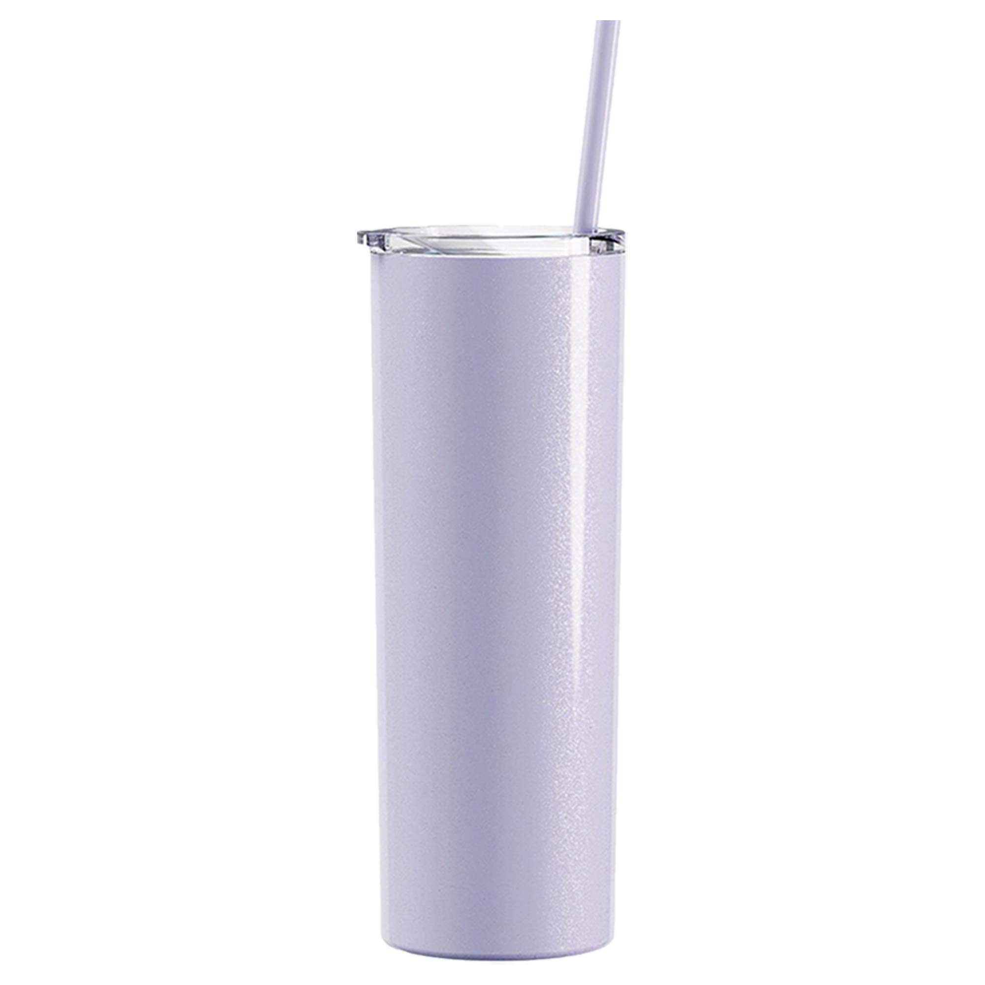 Personalized Floral Monogram Tumbler with Straw - Custom Laser Engraved 20oz Insulated Cup (Glitter Lavender) - Perfect for Gifts, Office Use & Outdoor Activities