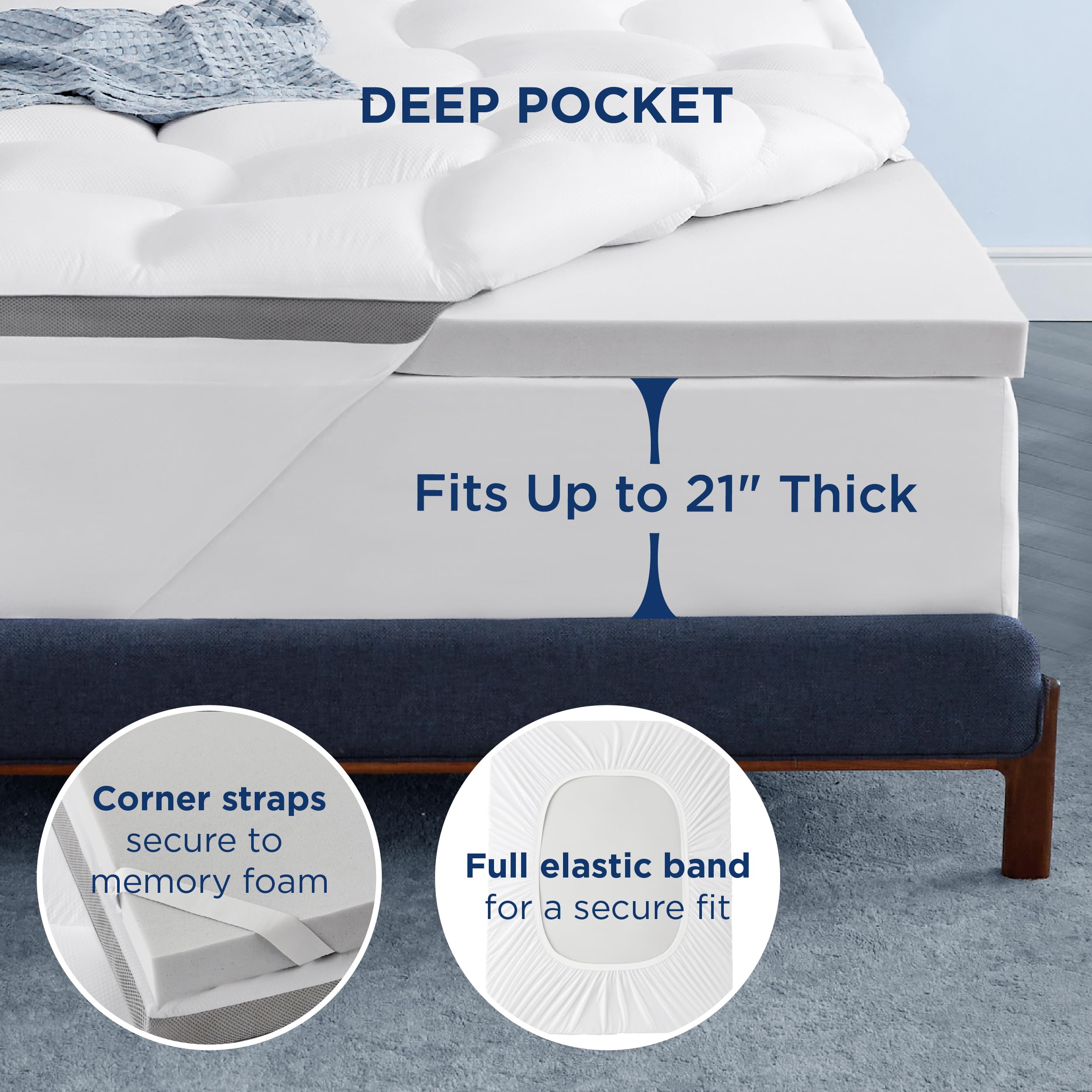 Bedsure 4 Inch King Size Memory Foam Mattress Topper - Dual Layer Cooling Gel Infused 2.5 Inch Memory Foam & 800 GSM Waterproof Pillow Top - Fits 8-21 Inch Deep Pocket Mattresses - Perfect for Hot Sleepers & Pressure Relief