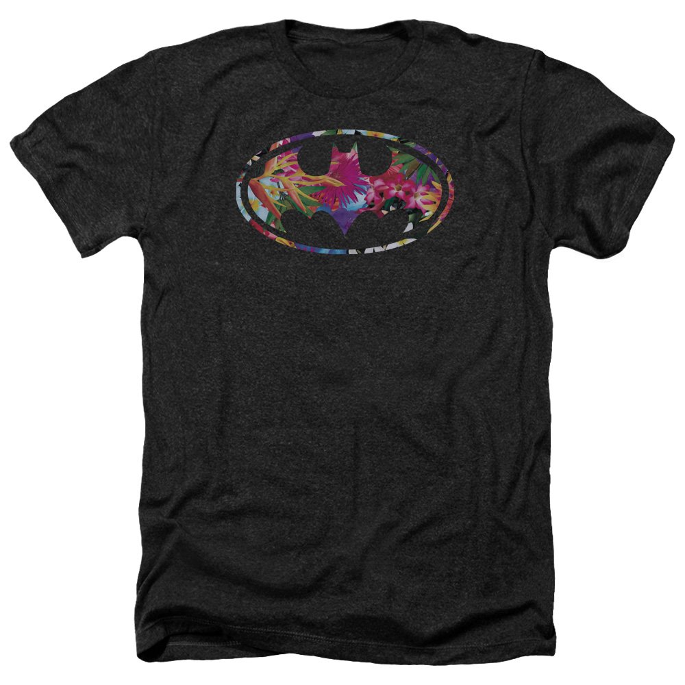 Batman Hawaiian Shield Graphic T-Shirt - Unisex Adult Heather Tee for Men & Women | Casual Wear, Cosplay, Superhero Fan Gift