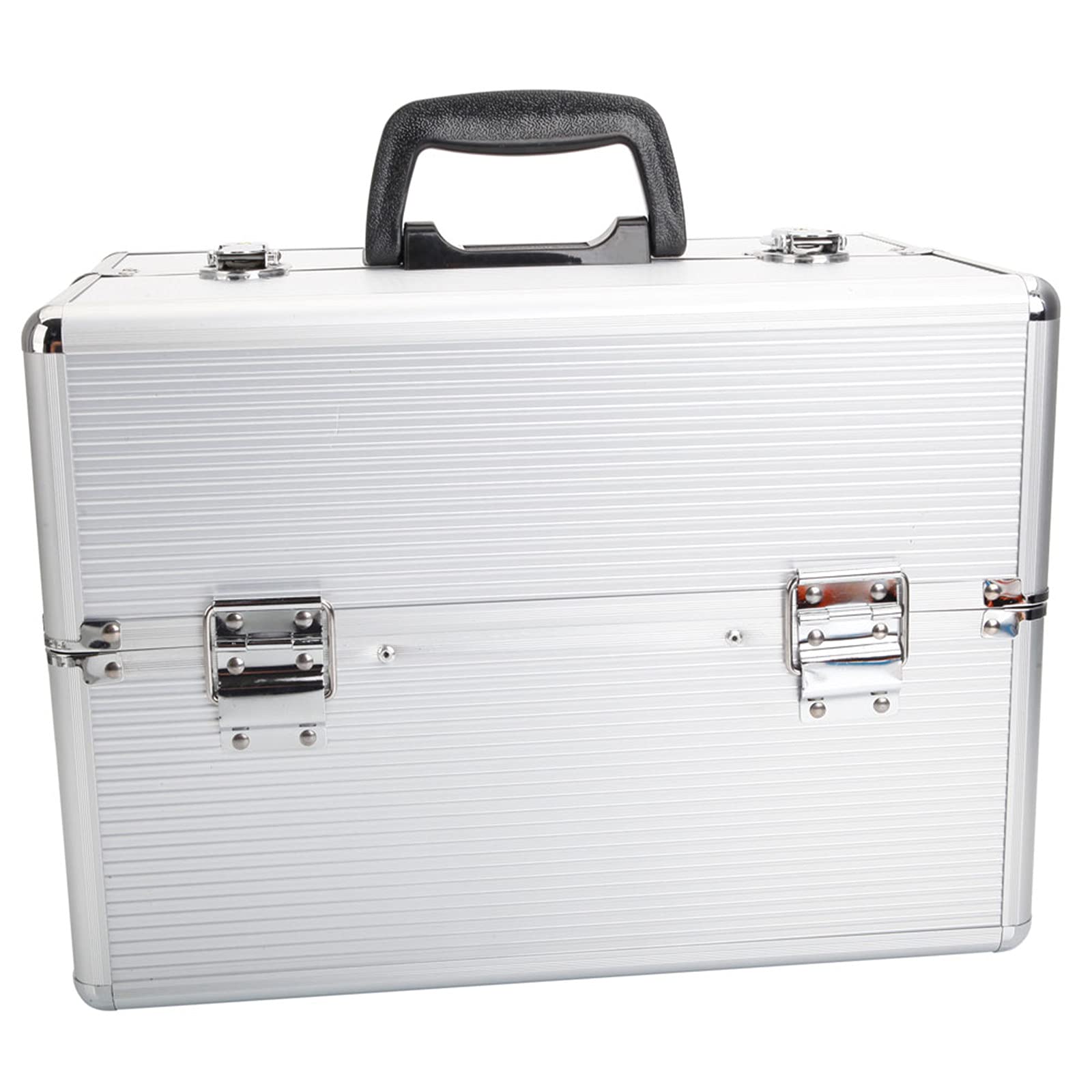 Savins Portable Aluminum Cosmetic Case with Key - Lockable Travel Makeup Organizer for Women, White | Perfect for Travel, Home Storage & Gifts
