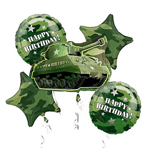 Army Tank Camouflage Party Supplies - Military Themed Birthday Balloon Bouquet Decorations for Kids, Baby Shower & Army Veteran Celebration