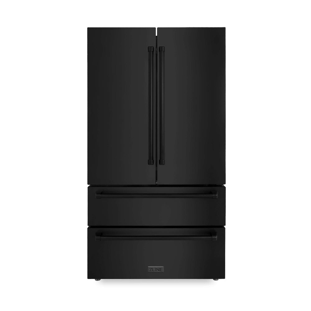 ZLINE 48-Inch Black Stainless Steel Kitchen Package - 5KPR Dual Fuel Range, RABRH48 Range Hood, MWDWV Microwave Drawer & 24