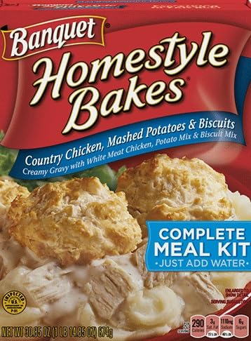 Delicious Homestyle Bakes Country Chicken with Creamy Mashed Potatoes & Fluffy Biscuits - 30.85 oz (Pack of 4) | Easy Microwave Meal for Busy Weeknights, Family Dinners & Comfort Food Lovers