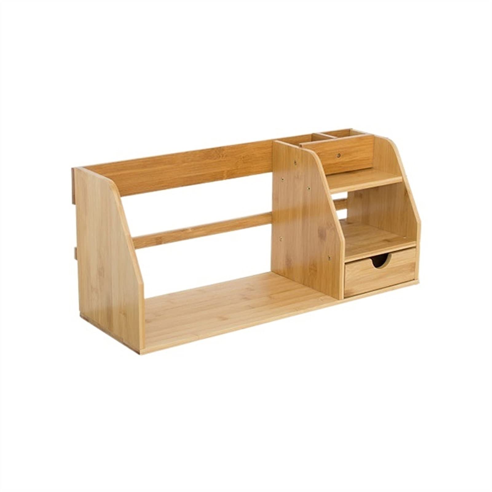 JKXWX Small Wooden Bookshelf Desk - Compact Office Desktop Bookshelf Rack for Students & Kids - Perfect for Home, School & Workspace Organization