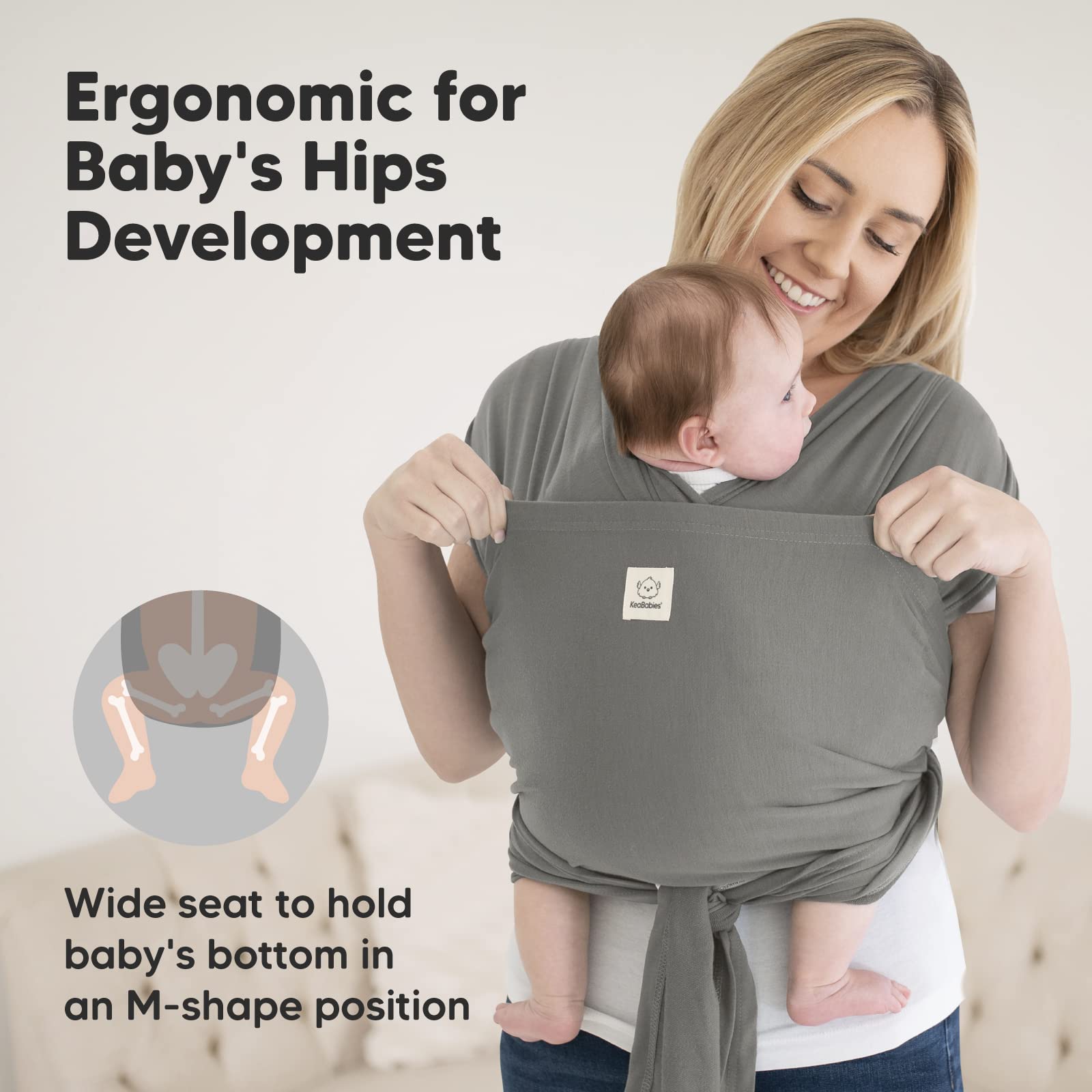 KeaBabies Baby Wrap Carrier & Diaper Caddy Organizer - Adjustable Infant Sling, Large Diaper Organizer for Changing Table - Soft & Breathable for Newborn to Toddler - Perfect for Home, Travel & On-the-Go Parenting