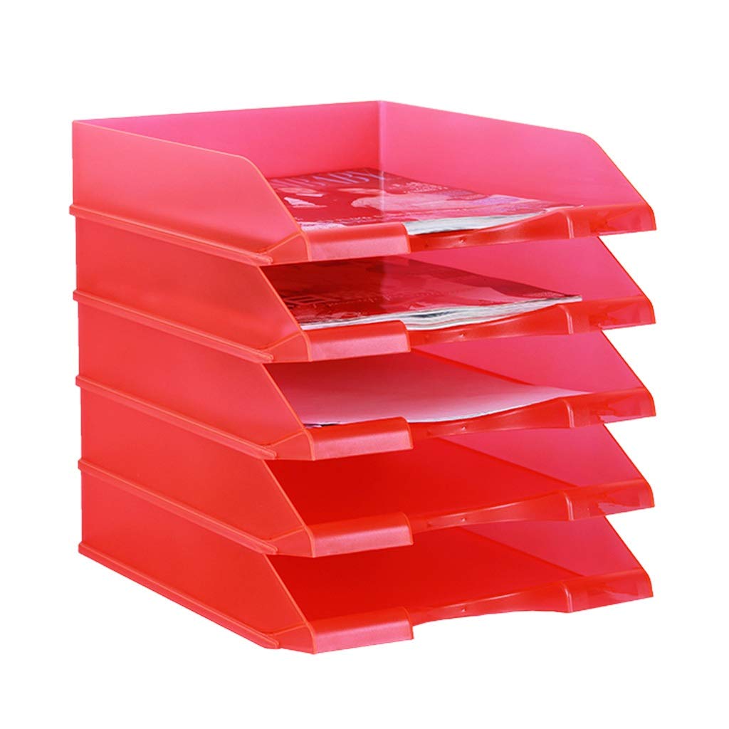 5-Layer Plastic Desktop File Organizer - Office Desk Document Letter Tray Holder for Paper Storage | Perfect for Home, Office & School Organization (Black)