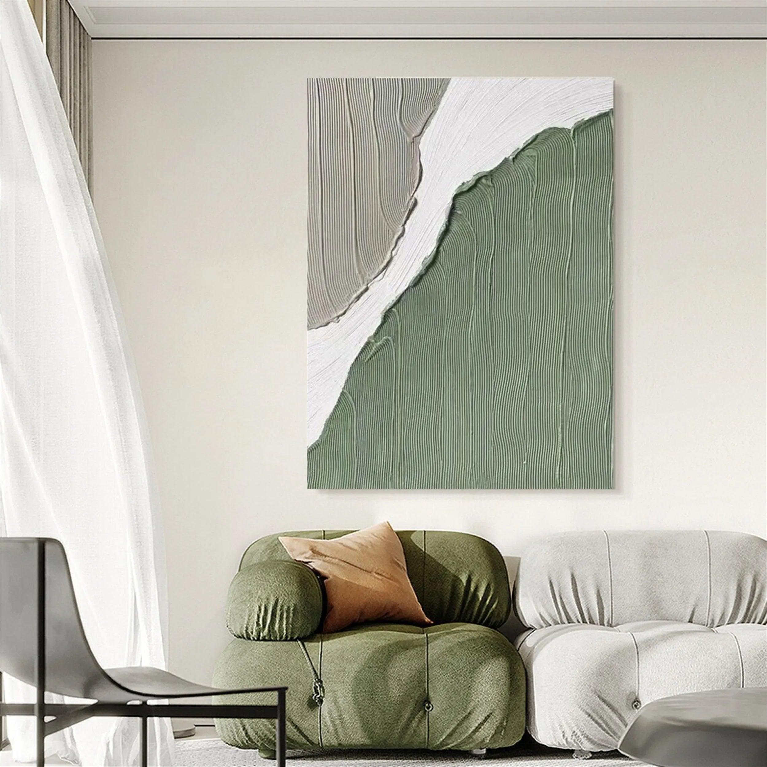 Blue & Green Abstract Wall Art Canvas Print #BG034 - Modern Home Decor for Living Room, Bedroom & Office