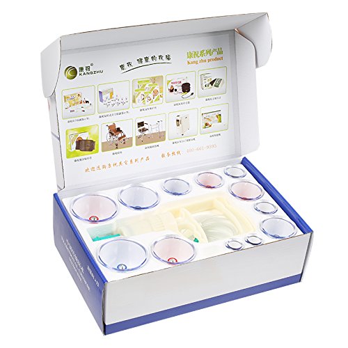 Kangzhu Traditional Chinese Biomagnetic Vacuum Cupping Therapy Set - 12 Cups for Pain Relief, Detox & Relaxation - Perfect for Home Spa, Massage & Holistic Wellness