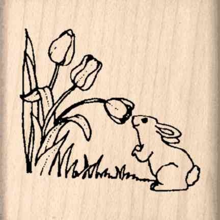 Impression Tulips and Bunny Rubber Stamps for DIY Scrapbooking, Card Making, and Craft Projects