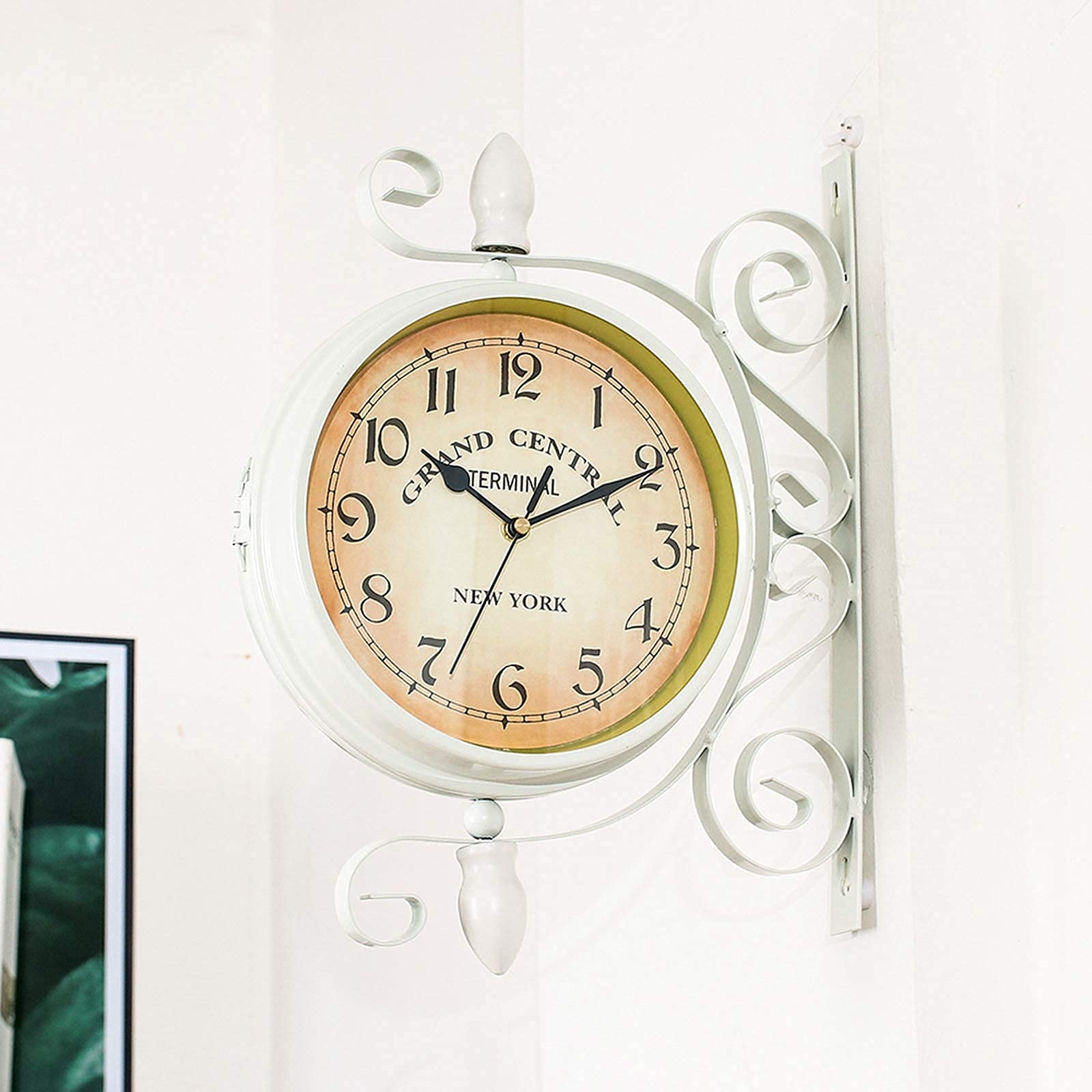 14 Inch 360° Rotating Double Sided Outdoor Garden Wall Clock - Waterproof Indoor/Outside Decoration with Bracket - Perfect for Patio, Backyard, and Farmhouse Décor