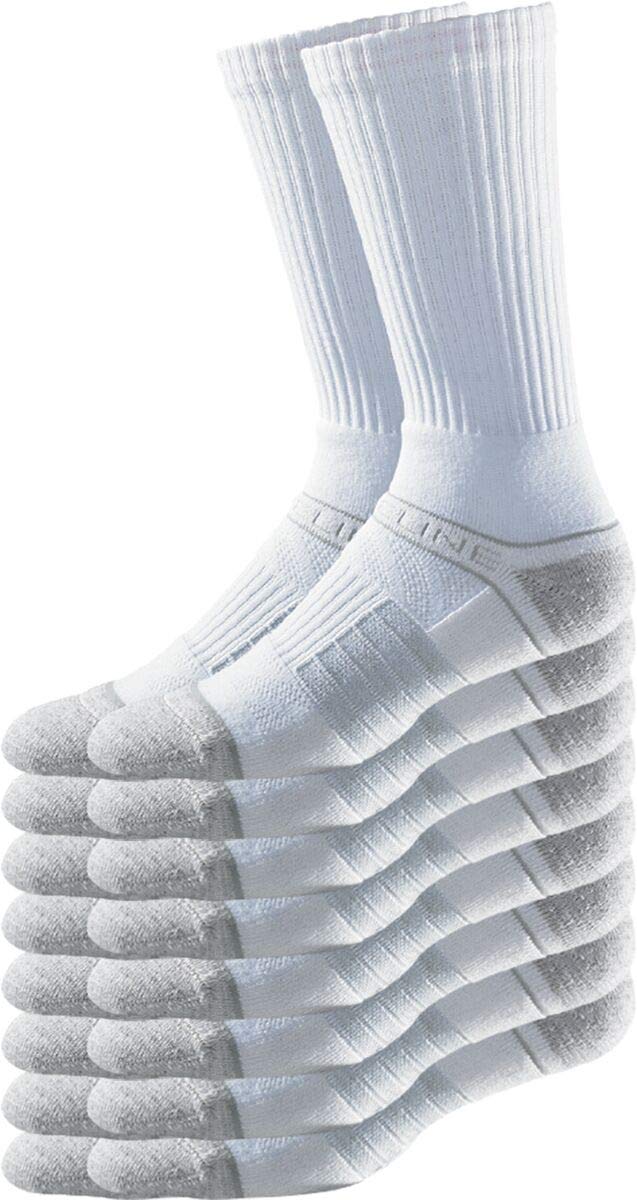 Strideline Basic Crew Socks 8-Pack - Quad-Ply Yarn Padding, Direct Compression & Zoned Cushioning for All-Day Comfort - Perfect for Running, Hiking, Gym & Everyday Wear