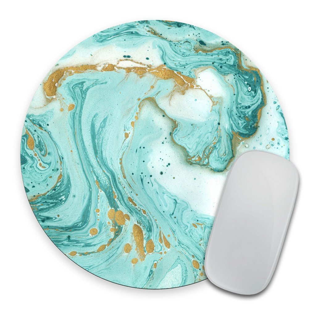 Glitter Marble Mouse Pad - Modern Round Desk Decor for Office & Gaming - Personalized Non-Slip Mousepad for Work, Home & PC Setup