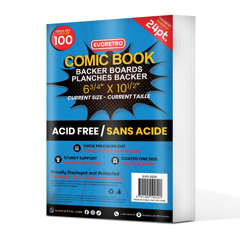 Premium 24PT Comic Backer Boards - Acid-Free & Archival Safe for Current Age Size Comics - Perfect for Collecting, Storing & Protecting Comic Books