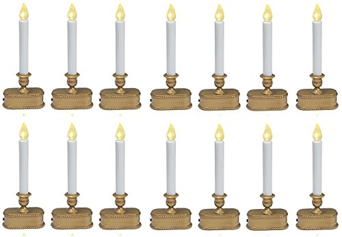 Christmas LED Lighted Candle - Battery Operated Flameless Candles, 9 Inch Gold Decorative Candles for Holiday Decor, Table Centerpiece, Wedding, Party & Home Decorations
