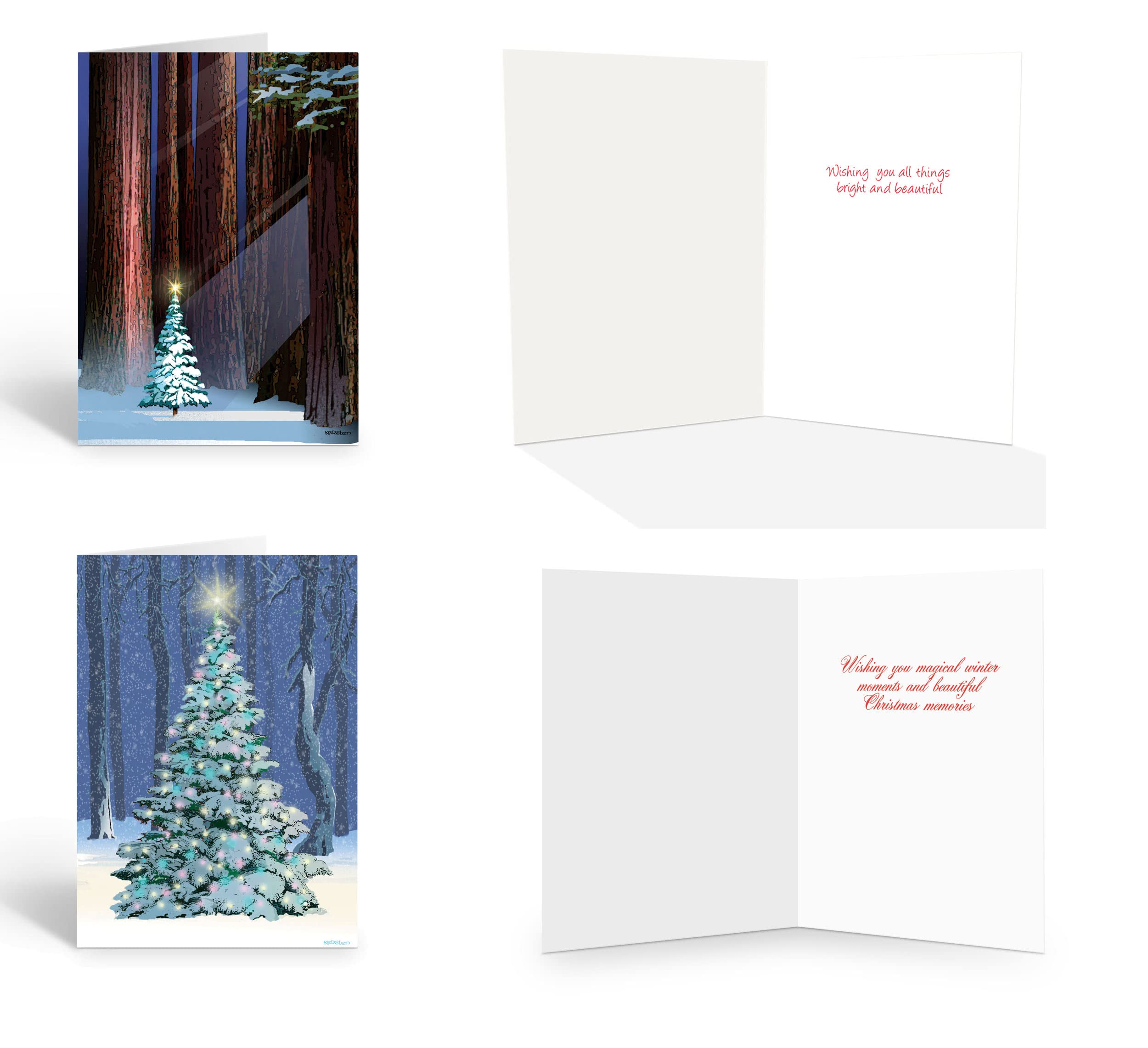 Stonehouse Collection Assorted Christmas Cards - Winter Forest Holiday Boxed Greeting Cards Set | 18 Handcrafted USA-Made Cards with Envelopes | Perfect for Holiday Wishes, Office Gifts & Family Correspondence