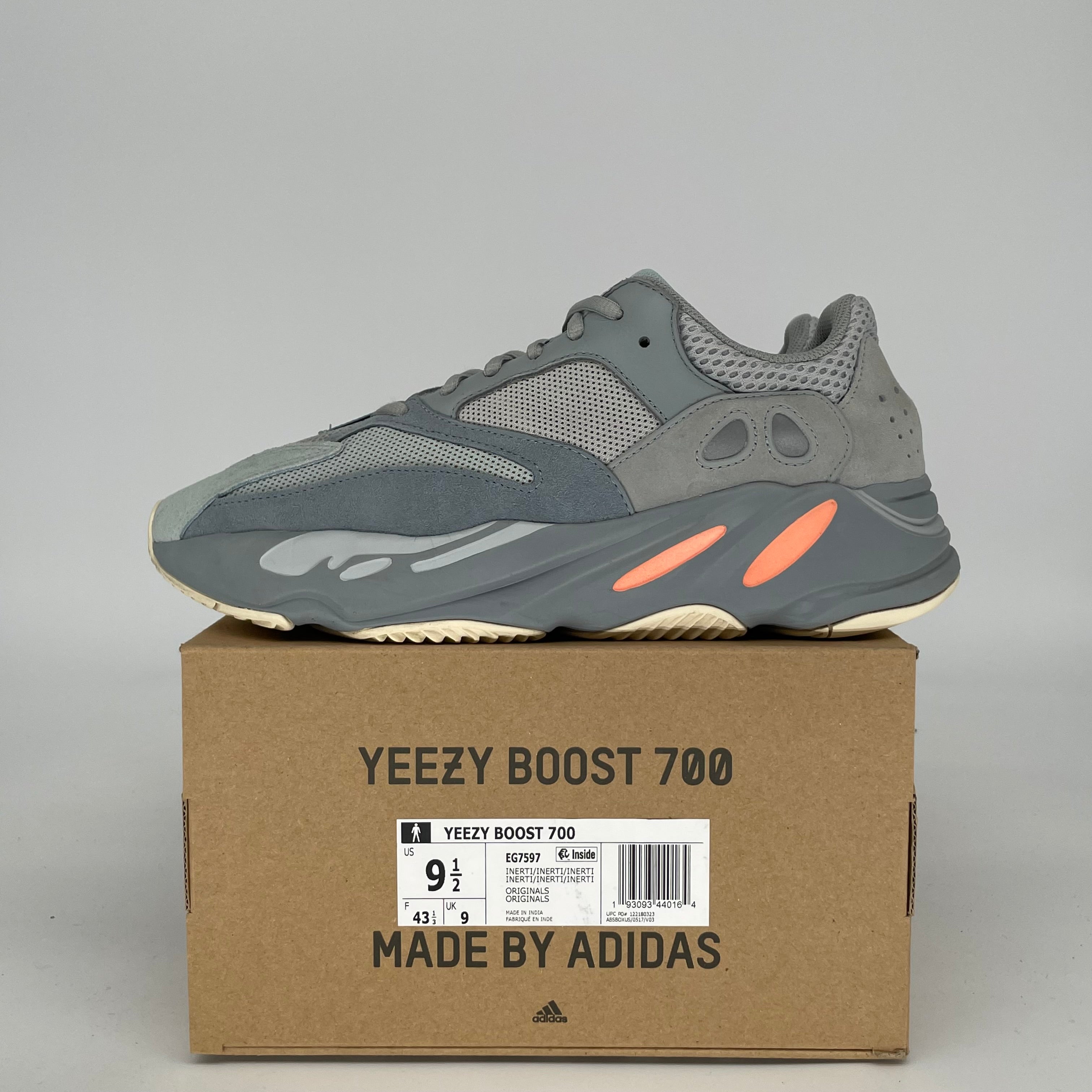 Adidas Yeezy 700 Inertia Sneakers - Men's Size 9.5 (EG7597) | Comfortable Running Shoes for Casual Wear & Street Style Fashion