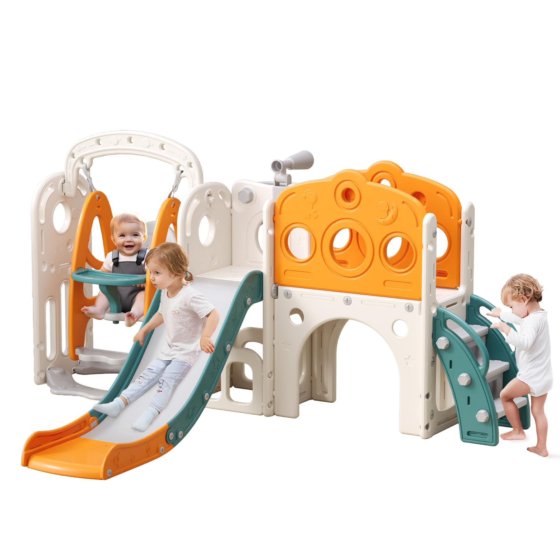 Best Indoor Toddler Slide for Kids Ages 1-3 | Plastic Play Slide with Basketball Hoop & Ball | Perfect for Home Playroom, Daycare & Backyard Fun