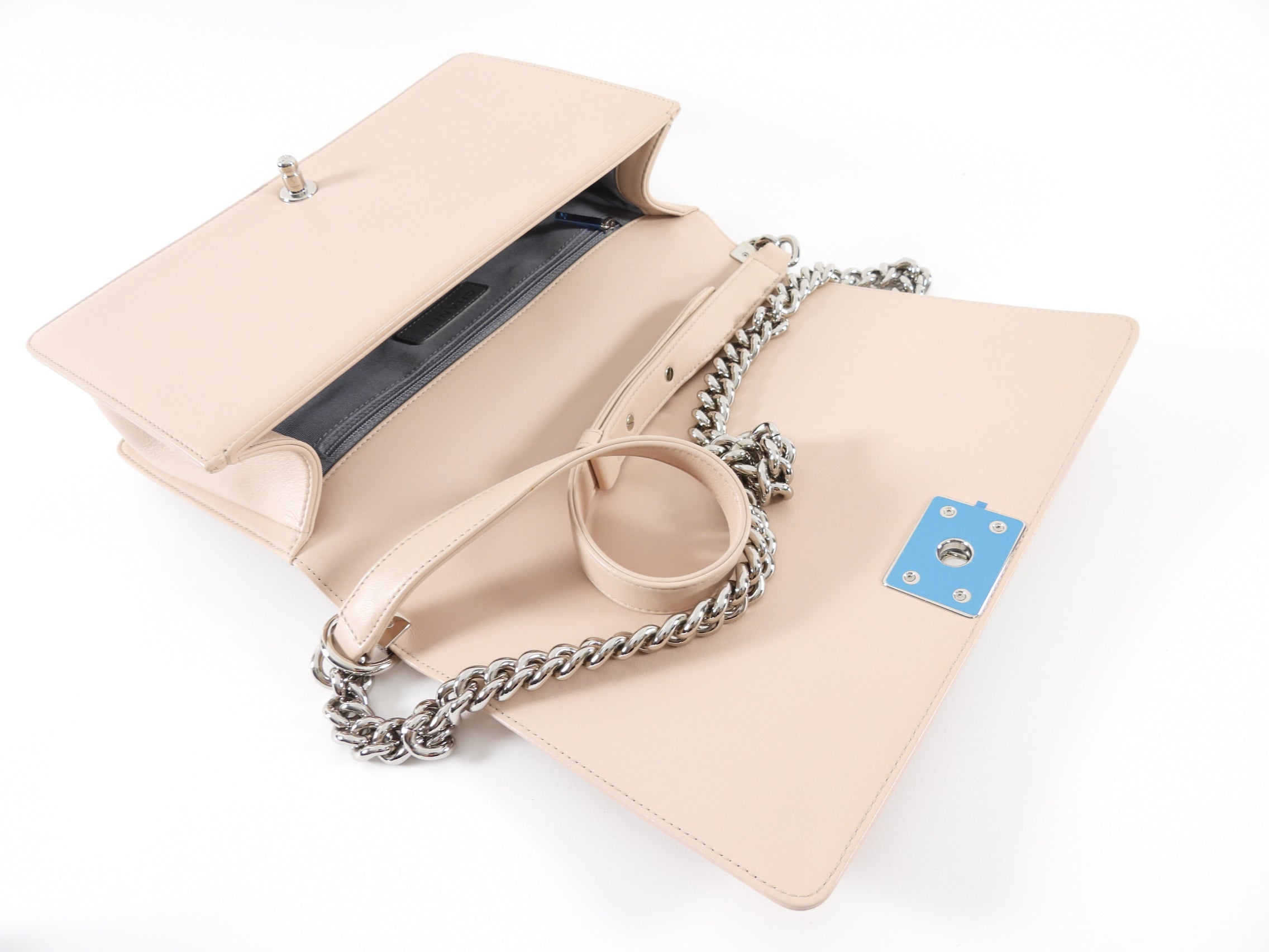 Chanel Nude Beige Chevron Quilted Leather Large Le Boy Bag - Luxury Designer Handbag for Women, Perfect for Parties, Dating & Special Occasions