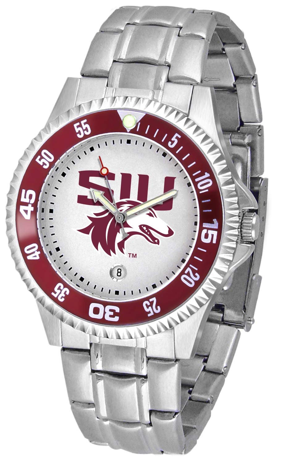 SunTime Southern Illinois Salukis Competitor Men's Watch with Stainless Steel Band - Perfect for Sports, Gifts & Everyday Wear