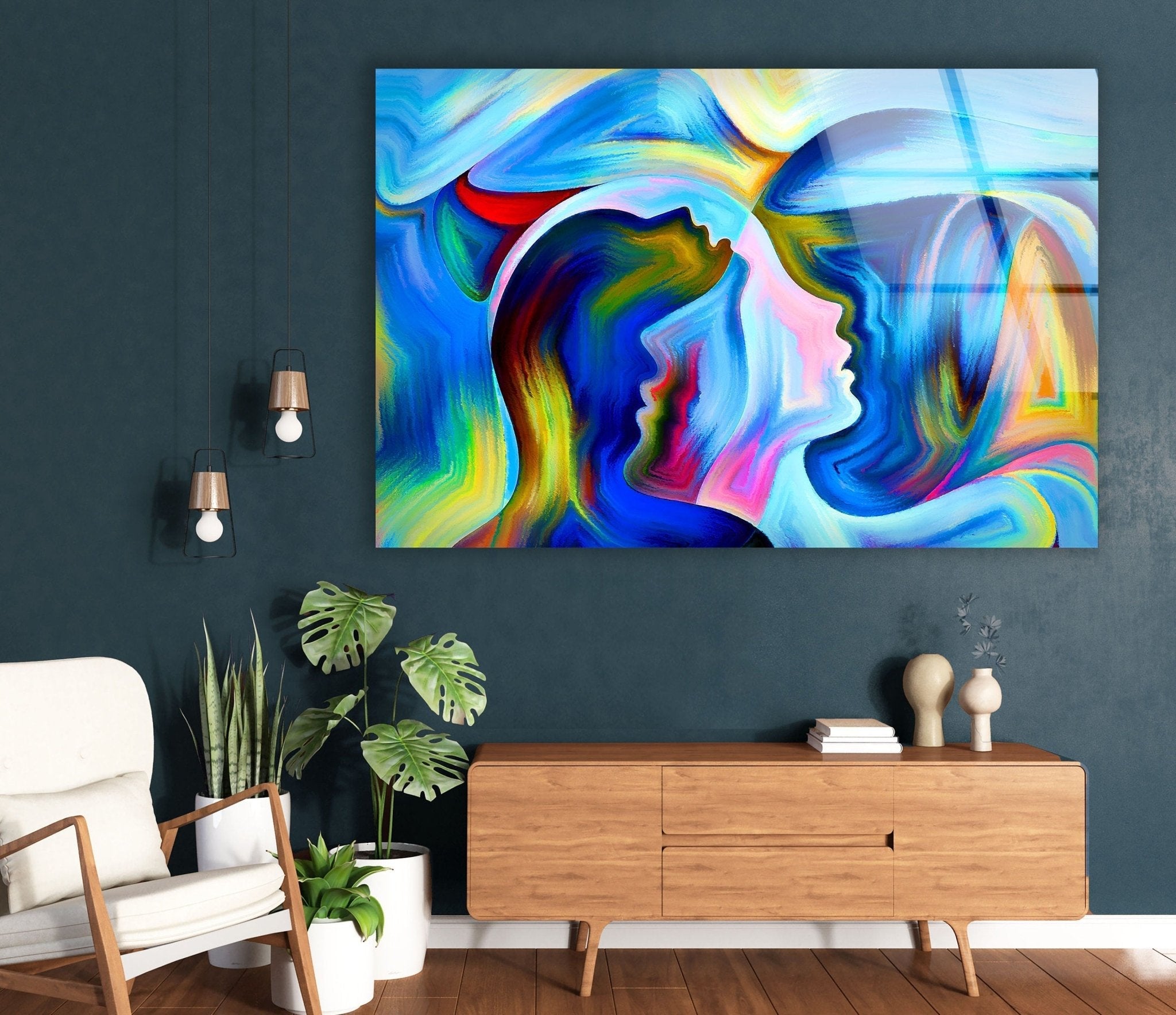 Abstract Woman Glass Wall Art - Modern Handmade Glass Painting for Home & Office Decor - Perfect for Living Room, Bedroom, or Office Wall Decor