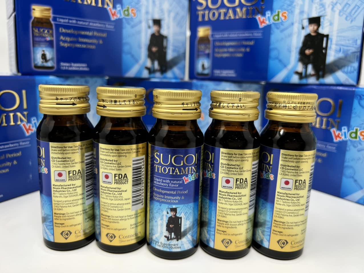 Sugoi Tiotamin Kids Vitamin Drink - Japanese Made with Ginseng Root Extract, Riboflavin, B6, Thiamin, Royal Jelly, Niacin (B3) & Vitamin B6 (30ml x10 Pack) | Immune Support & Energy Boost for Children | Perfect for School, Sports & Daily Nutrition
