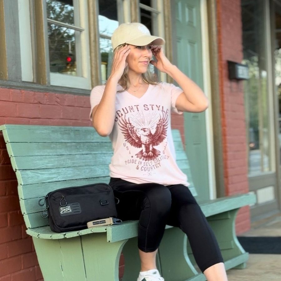 Women's Ethos Eagle V-Neck T-Shirt - Light Pink | Soft & Comfortable Casual Top for Everyday Wear | Perfect for Work, Outings & Relaxing
