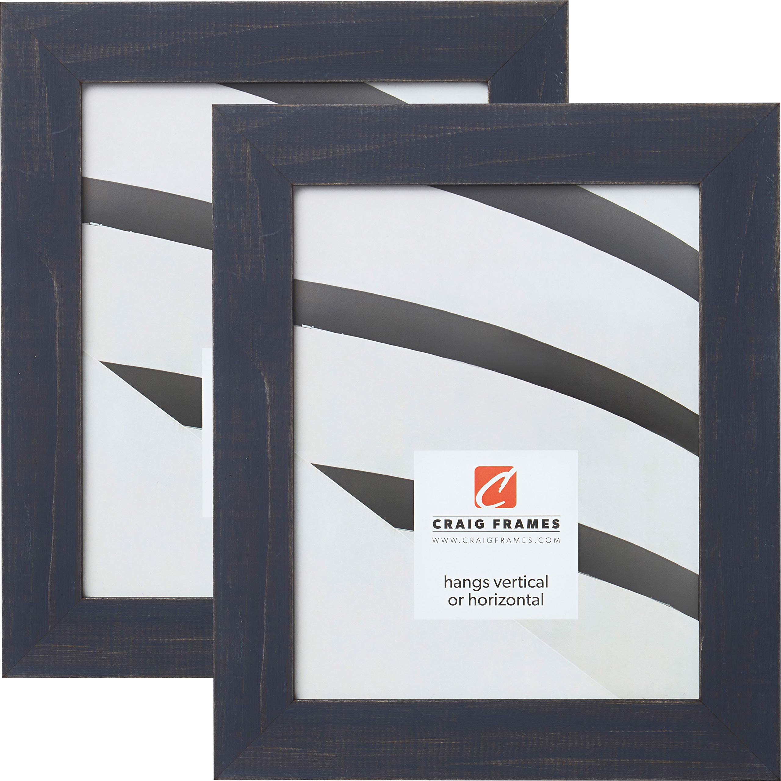 Craig Frames Jasper 12x18 Inch Picture Frame Set of 2 - Country Weathered Blue Wooden Photo Frames for Wall or Tabletop Display - Perfect for Family Photos, Artwork, and Home Decor