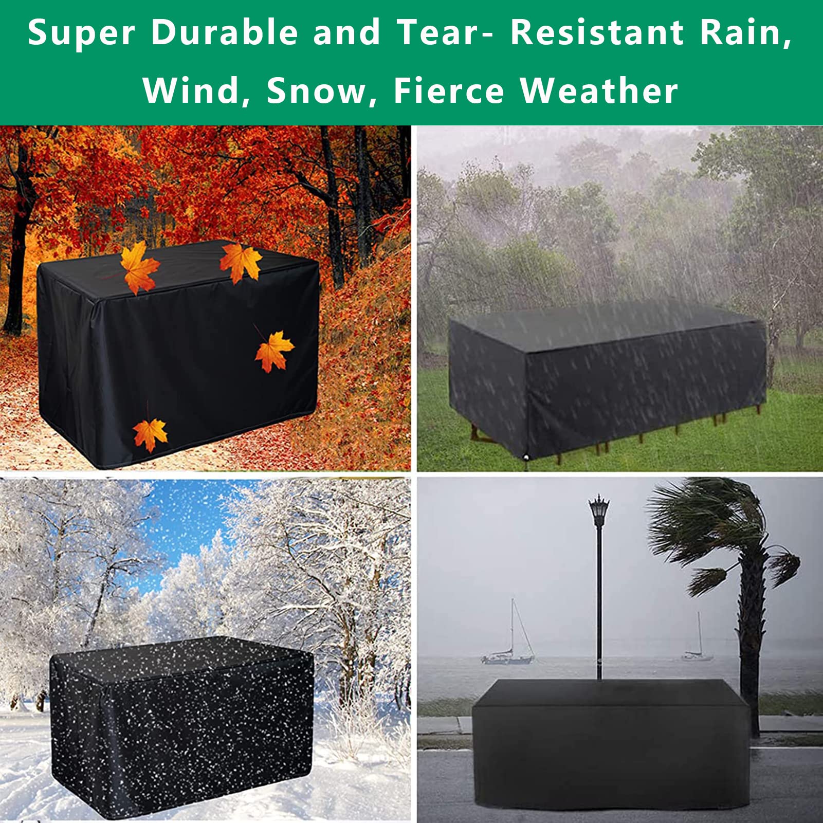 420D Heavy-Duty Waterproof Outdoor Furniture Cover Set - 35x35x35 Inch Rectangular Patio Table and Chair Protector, All-Weather Durable Canvas for Patio, Deck, Garden, Poolside & Backyard Furniture Protection