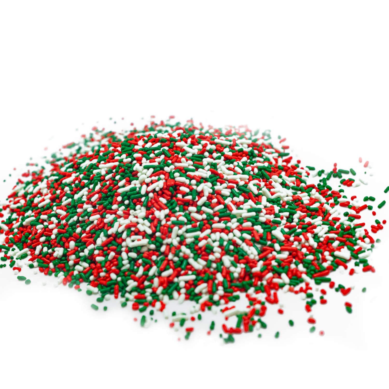 Colorful Christmas Sprinkles Mix - 8 oz Resealable Stand-Up Bag (Green, Red & White) - Bulk Baking Decorations for Holiday Cookies, Cakes & Cupcakes - Perfect for Christmas Party Treats & DIY Dessert Decorating
