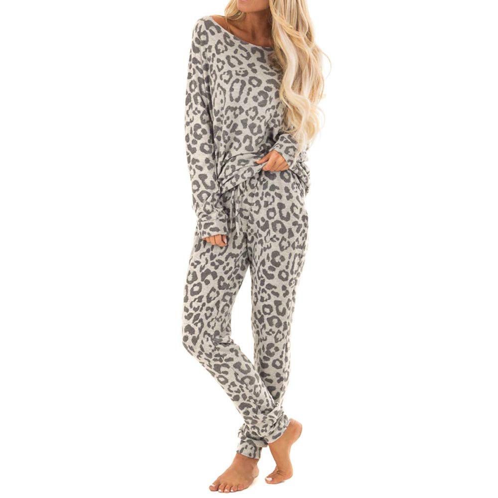 UOFOCO Women's Leopard Print Tracksuit Set - 2 Piece Lounge Wear & Leisure Outfit for Casual Wear, Yoga, and Home Comfort