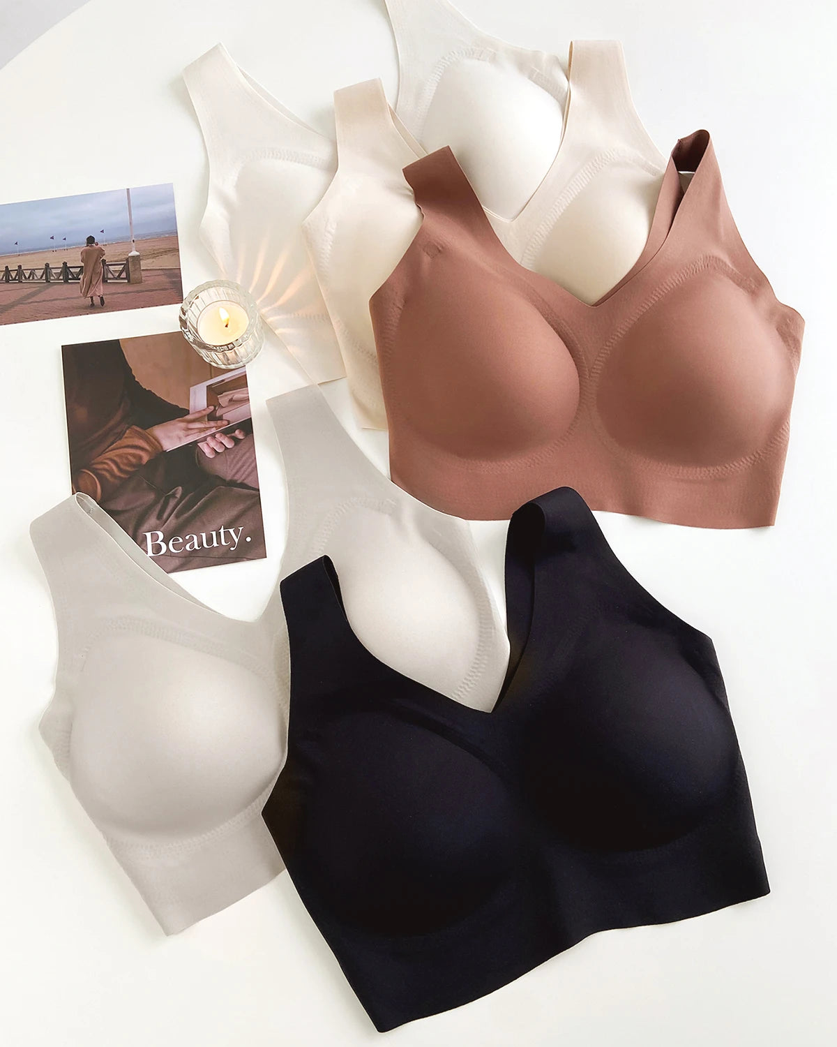 Seamless Wide Strap Silk Bra for Women - Comfortable Wireless Support Bra for Everyday Wear, Yoga, Sleep & Lounge