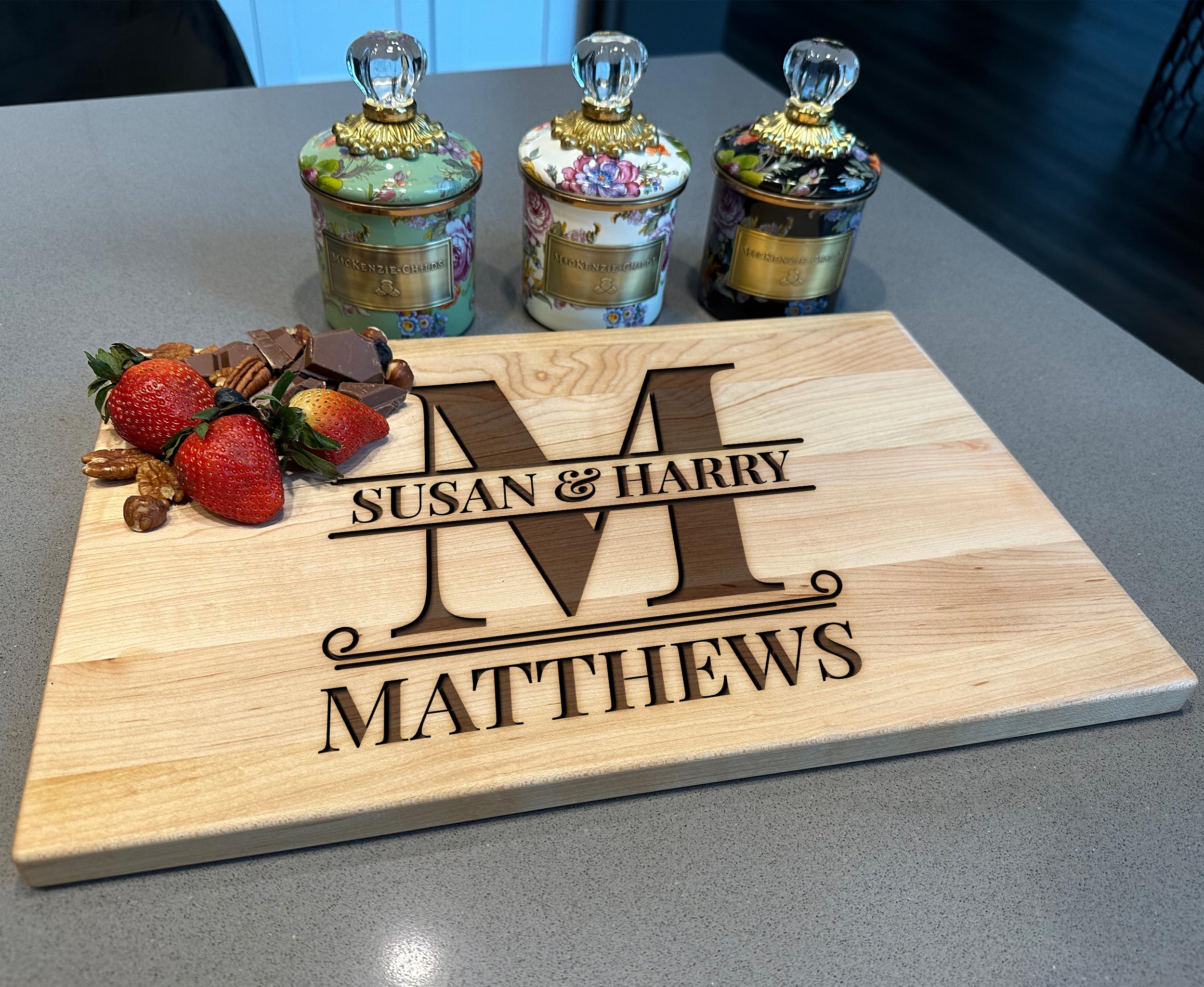 Custom Engraved Mr & Mrs Cutting Board - Personalized Wedding Gift for Couples, Walnut Wood Housewarming Present - Perfect for Anniversaries, Bridal Showers & Newlywed Kitchens