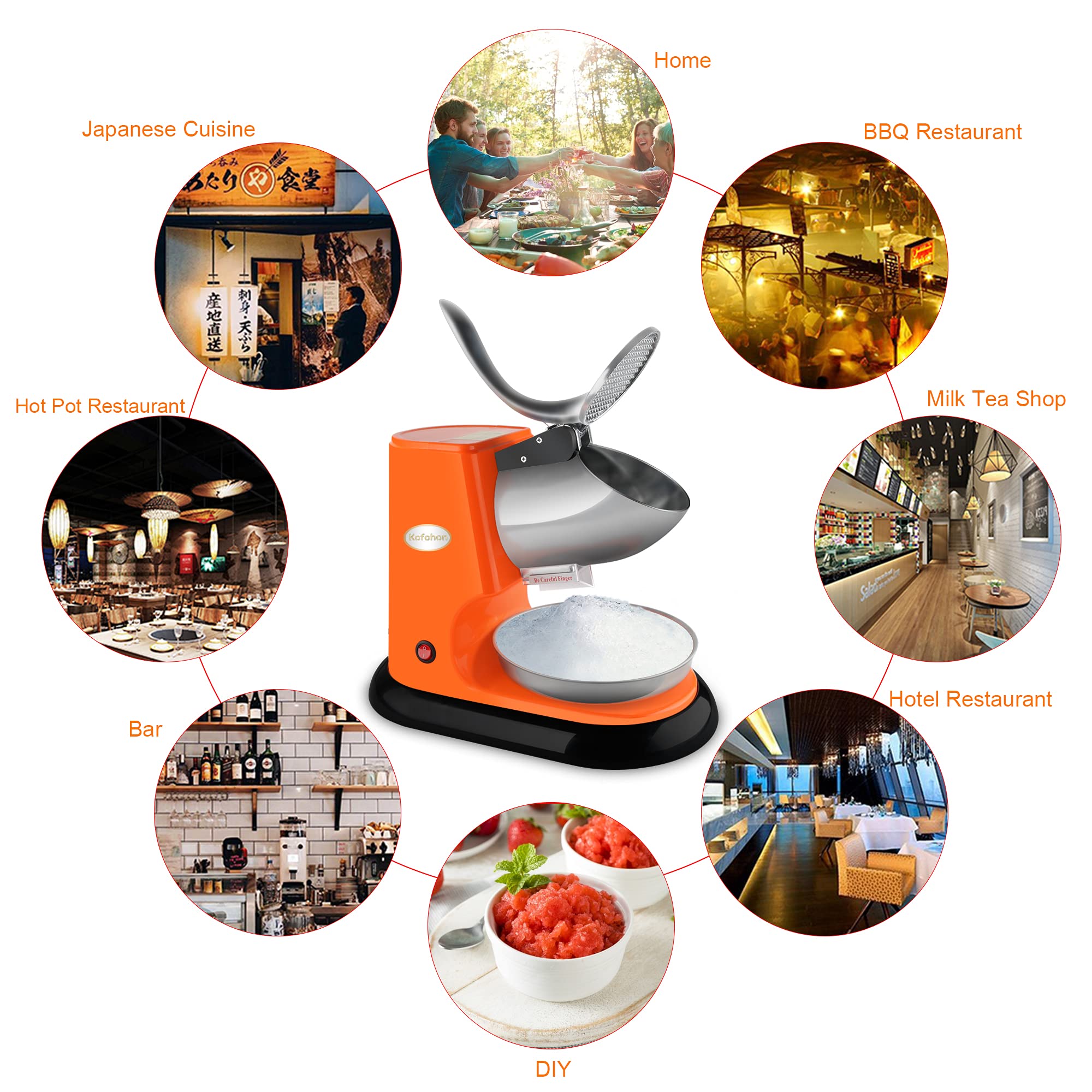 Electric Ice Shaver Machine - Commercial & Home Use Stainless Steel Ice Crusher with Dual Blades (300Lbs/Hr) - Perfect for Snow Cones, Cocktails, and Party Drinks