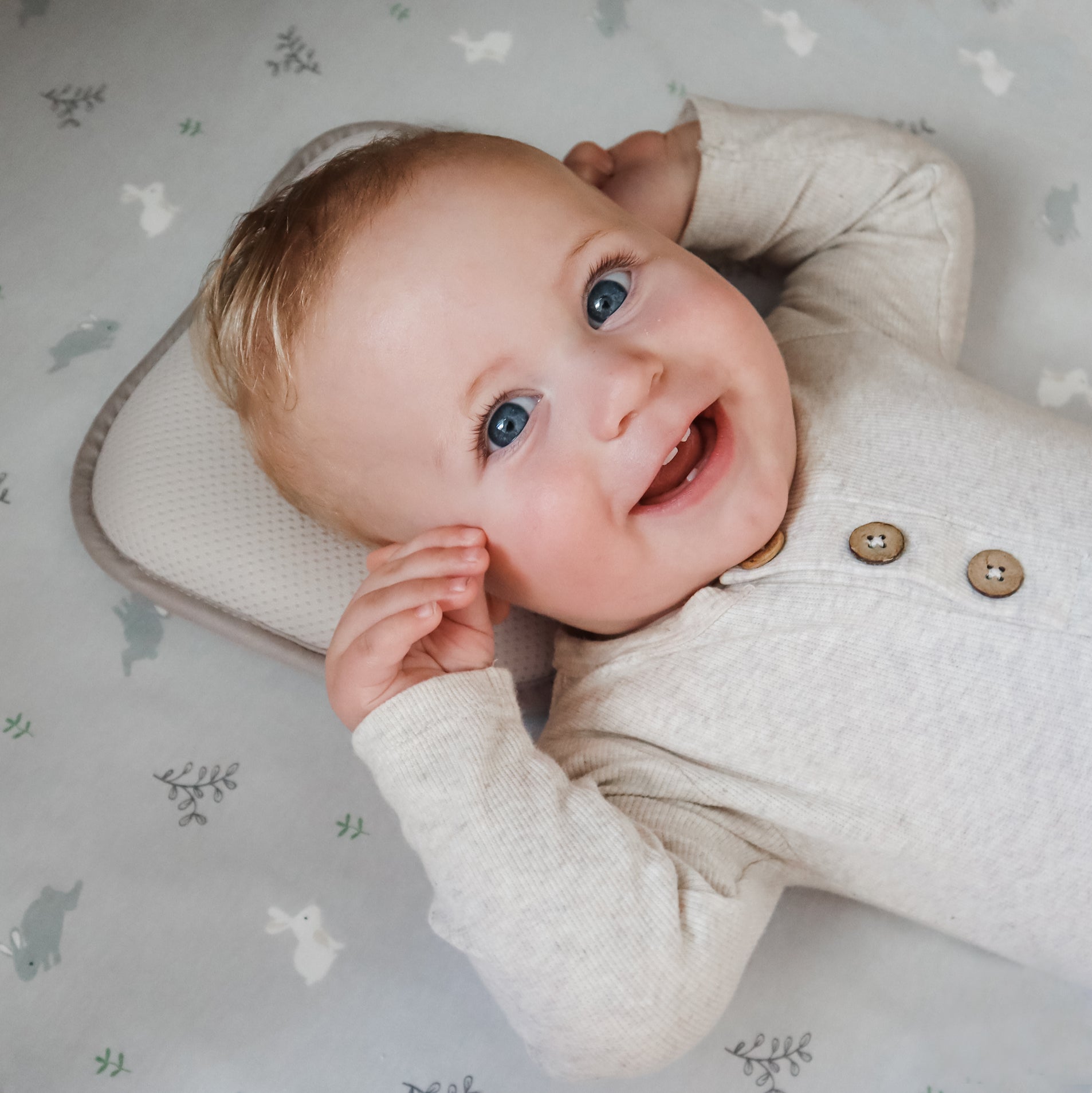 Breathe Easy® Infant Head Support Pillow - Soft Grey Baby Head Rest for Car Seats, Strollers & Safe Sleep - Comfortable & Ergonomic Design for Newborns & Toddlers