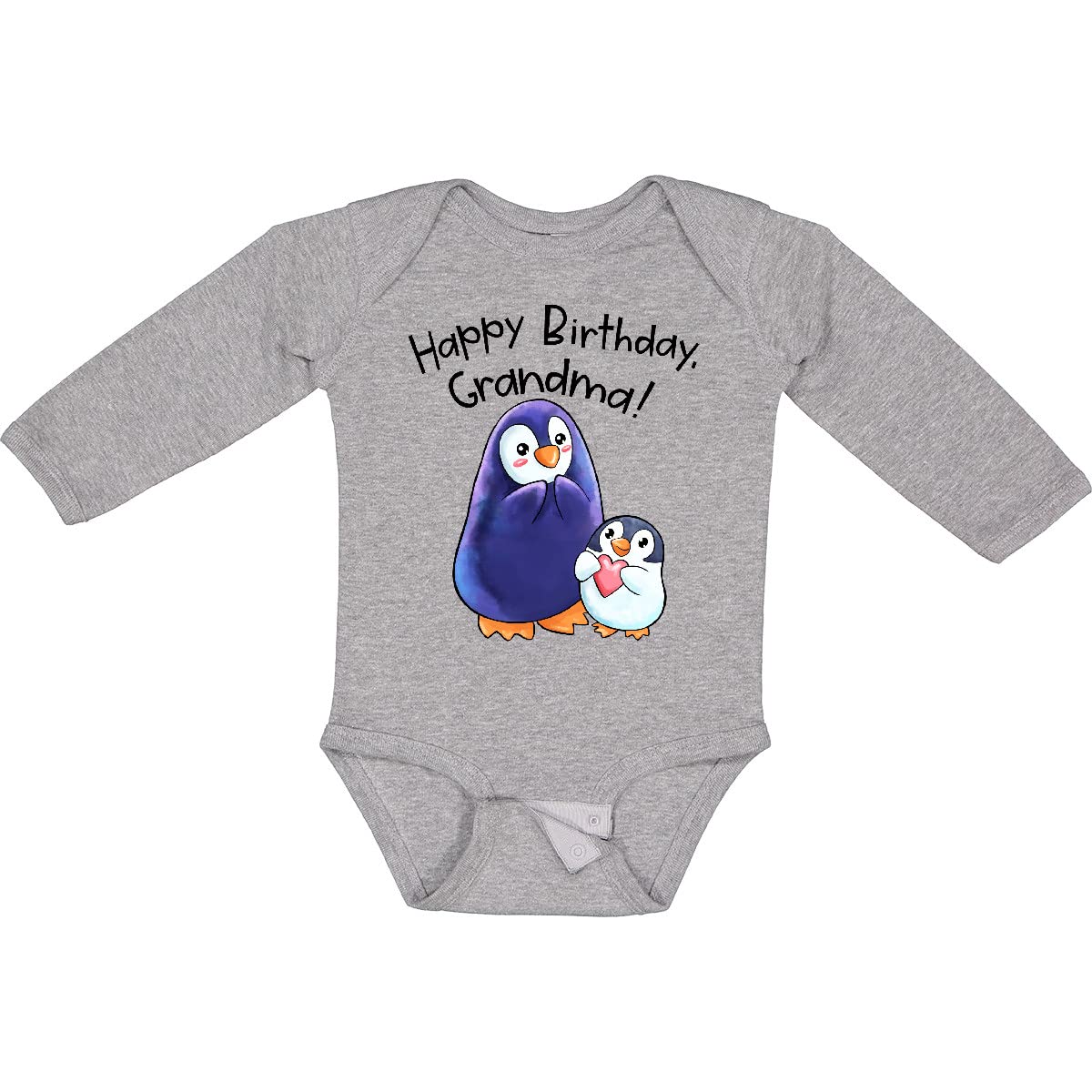 Inktastic Happy Birthday Grandma Cute Penguins Long Sleeve Baby Bodysuit - Perfect for Birthday Photos, Family Gatherings & Special Occasions